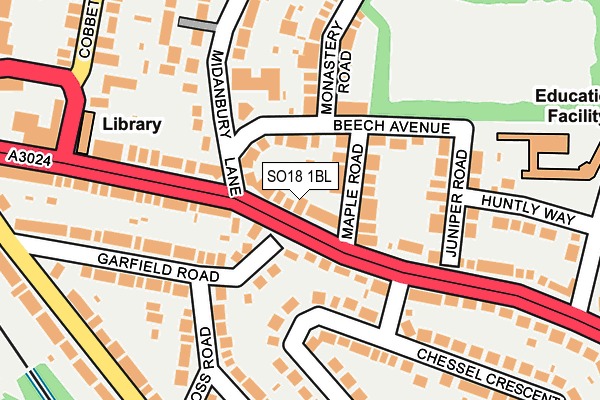 SO18 1BL map - OS OpenMap – Local (Ordnance Survey)