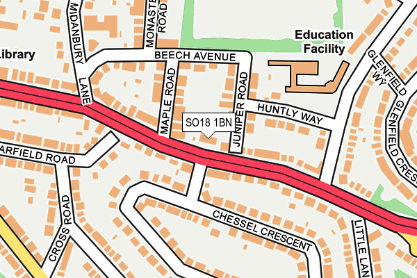 SO18 1BN map - OS OpenMap – Local (Ordnance Survey)