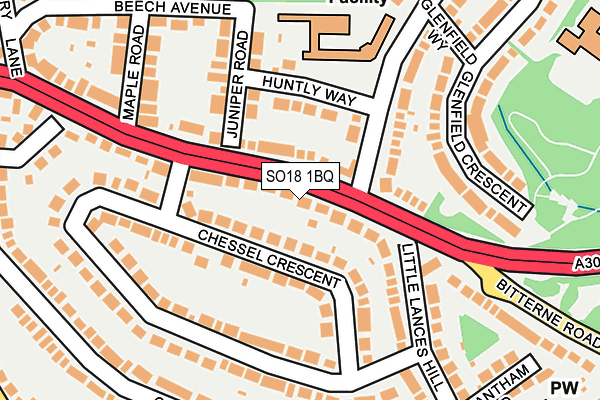 SO18 1BQ map - OS OpenMap – Local (Ordnance Survey)