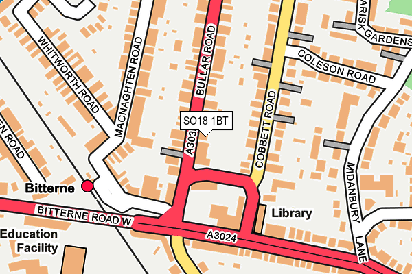 SO18 1BT map - OS OpenMap – Local (Ordnance Survey)