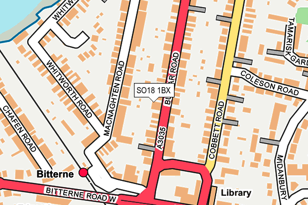 SO18 1BX map - OS OpenMap – Local (Ordnance Survey)