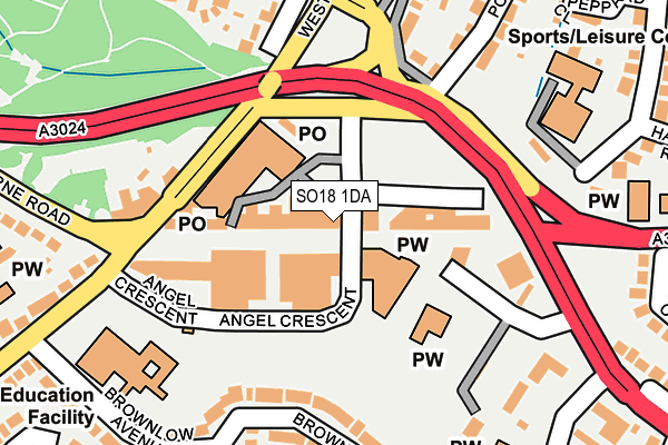 SO18 1DA map - OS OpenMap – Local (Ordnance Survey)