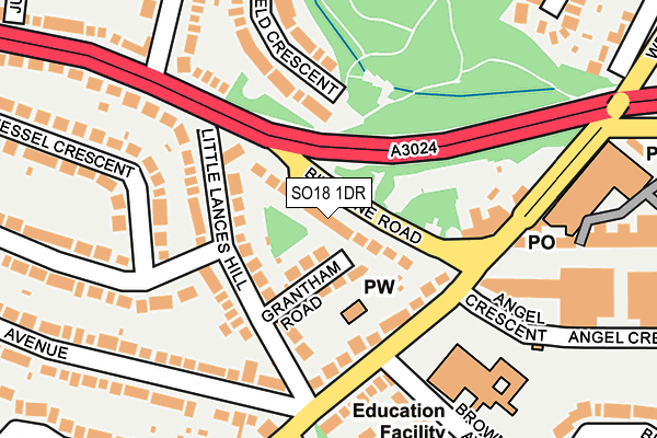 SO18 1DR map - OS OpenMap – Local (Ordnance Survey)