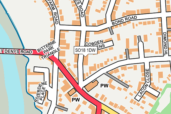 SO18 1DW map - OS OpenMap – Local (Ordnance Survey)