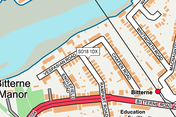 SO18 1DX map - OS OpenMap – Local (Ordnance Survey)