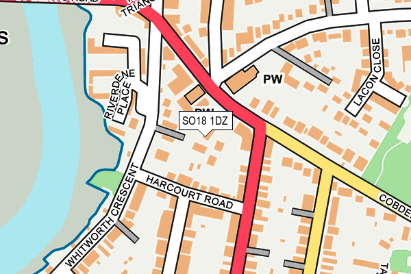 SO18 1DZ map - OS OpenMap – Local (Ordnance Survey)