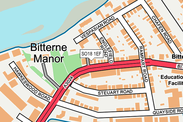 SO18 1EF map - OS OpenMap – Local (Ordnance Survey)