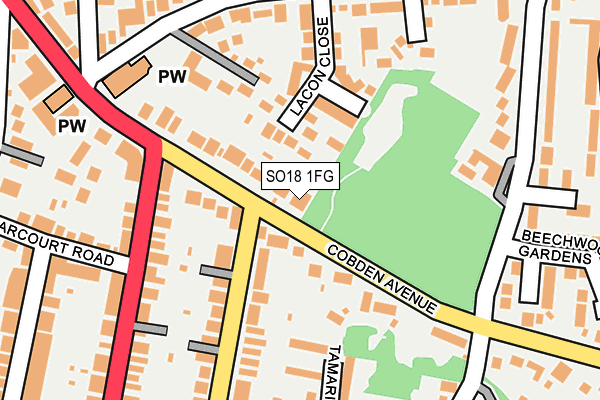 SO18 1FG map - OS OpenMap – Local (Ordnance Survey)