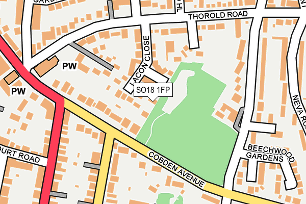 SO18 1FP map - OS OpenMap – Local (Ordnance Survey)