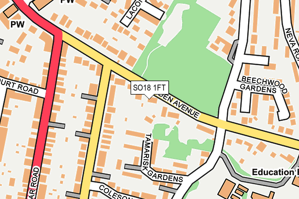 SO18 1FT map - OS OpenMap – Local (Ordnance Survey)