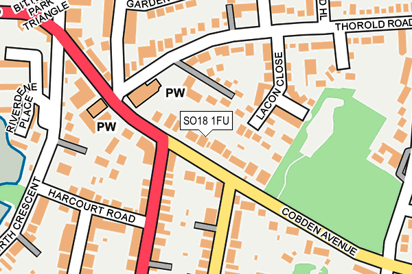 SO18 1FU map - OS OpenMap – Local (Ordnance Survey)