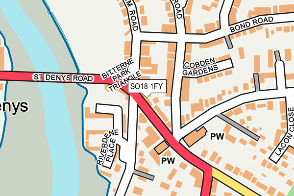 SO18 1FY map - OS OpenMap – Local (Ordnance Survey)