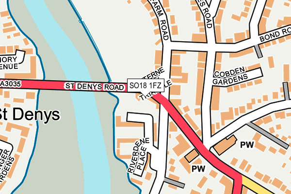 SO18 1FZ map - OS OpenMap – Local (Ordnance Survey)