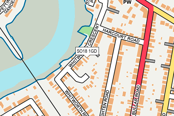 SO18 1GD map - OS OpenMap – Local (Ordnance Survey)
