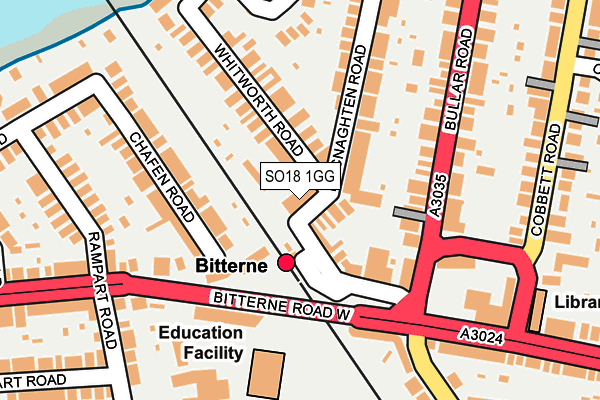 SO18 1GG map - OS OpenMap – Local (Ordnance Survey)