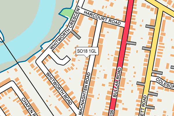 SO18 1GL map - OS OpenMap – Local (Ordnance Survey)