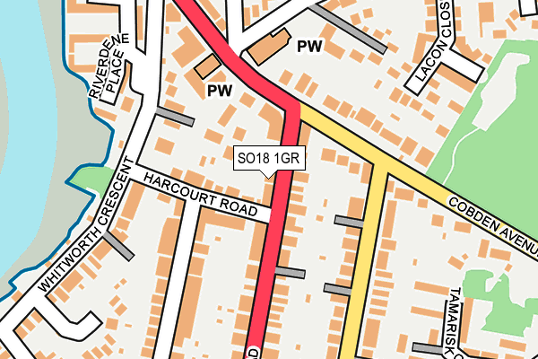 SO18 1GR map - OS OpenMap – Local (Ordnance Survey)