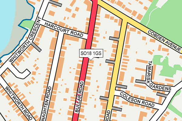 SO18 1GS map - OS OpenMap – Local (Ordnance Survey)