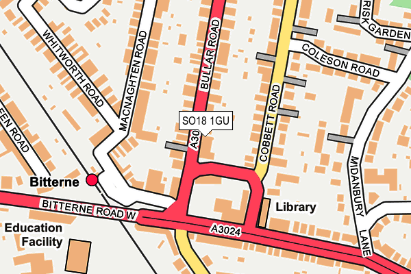 SO18 1GU map - OS OpenMap – Local (Ordnance Survey)