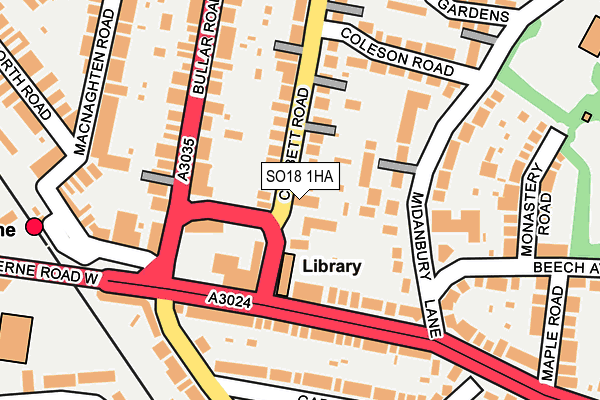 SO18 1HA map - OS OpenMap – Local (Ordnance Survey)