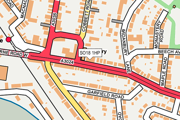 SO18 1HP map - OS OpenMap – Local (Ordnance Survey)