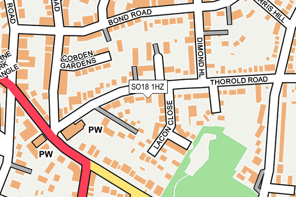 SO18 1HZ map - OS OpenMap – Local (Ordnance Survey)