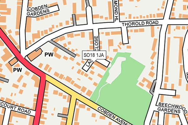 SO18 1JA map - OS OpenMap – Local (Ordnance Survey)