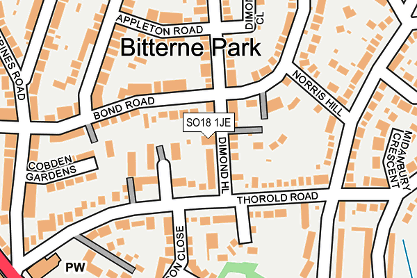 SO18 1JE map - OS OpenMap – Local (Ordnance Survey)