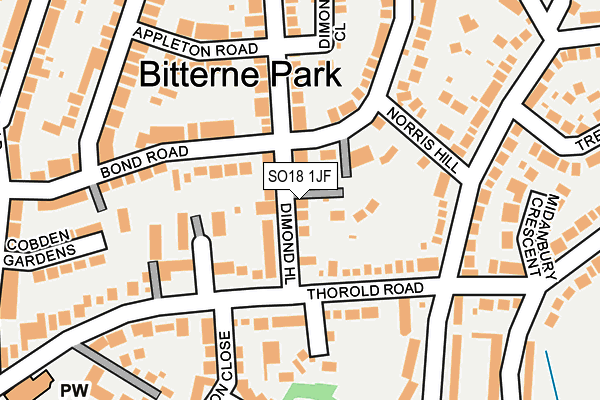 SO18 1JF map - OS OpenMap – Local (Ordnance Survey)