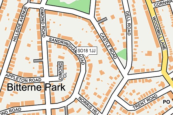 SO18 1JJ map - OS OpenMap – Local (Ordnance Survey)