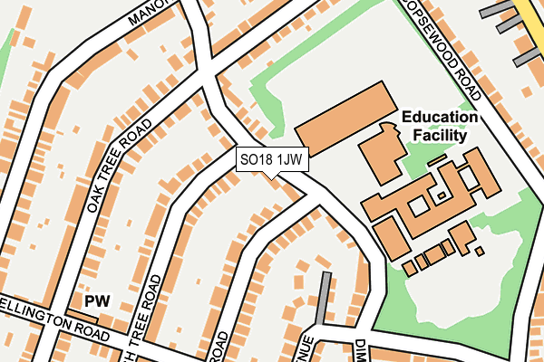 SO18 1JW map - OS OpenMap – Local (Ordnance Survey)