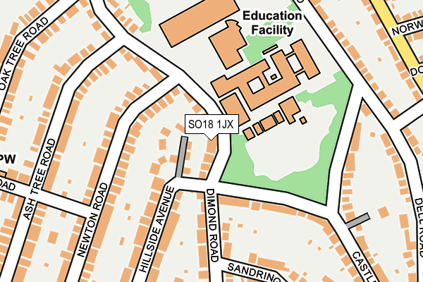 SO18 1JX map - OS OpenMap – Local (Ordnance Survey)