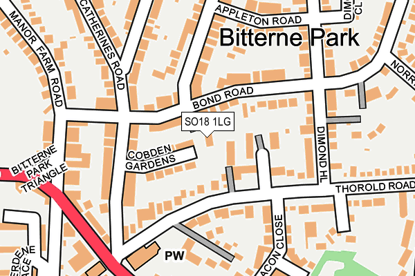 SO18 1LG map - OS OpenMap – Local (Ordnance Survey)