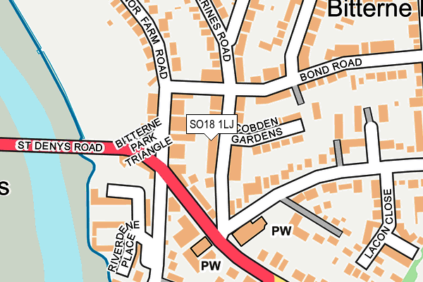 SO18 1LJ map - OS OpenMap – Local (Ordnance Survey)