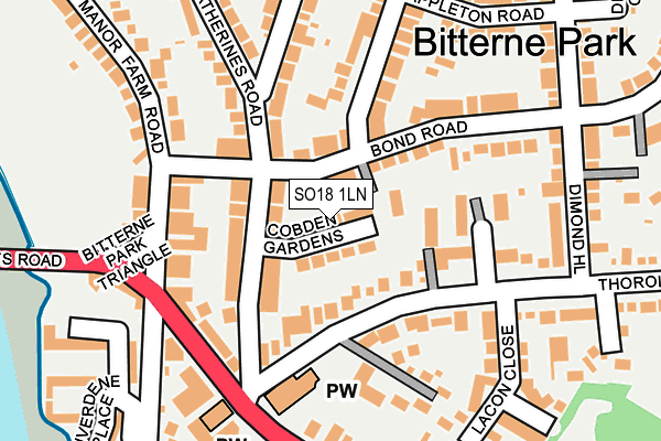 SO18 1LN map - OS OpenMap – Local (Ordnance Survey)