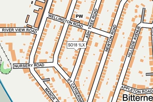 SO18 1LX map - OS OpenMap – Local (Ordnance Survey)