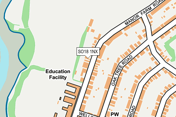 SO18 1NX map - OS OpenMap – Local (Ordnance Survey)