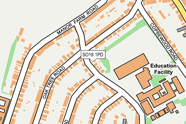 SO18 1PD map - OS OpenMap – Local (Ordnance Survey)