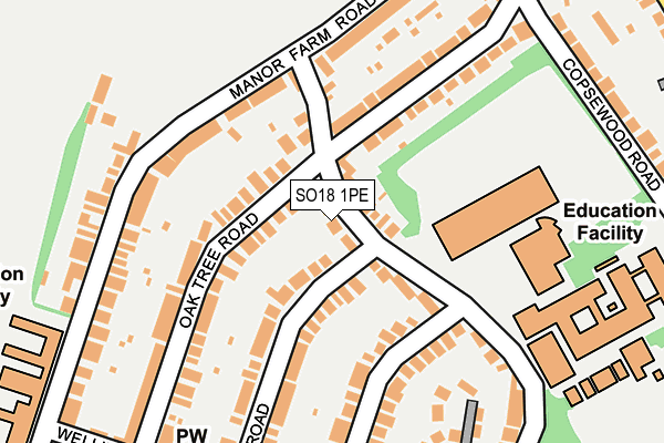 SO18 1PE map - OS OpenMap – Local (Ordnance Survey)