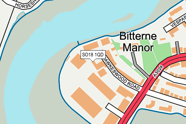 SO18 1QD map - OS OpenMap – Local (Ordnance Survey)