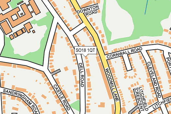 SO18 1QT map - OS OpenMap – Local (Ordnance Survey)