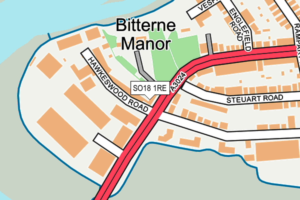 SO18 1RE map - OS OpenMap – Local (Ordnance Survey)