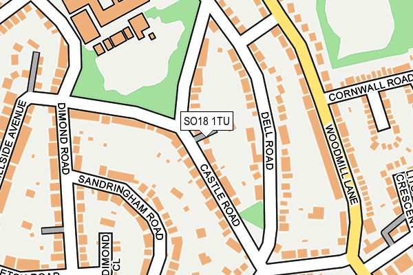 SO18 1TU map - OS OpenMap – Local (Ordnance Survey)