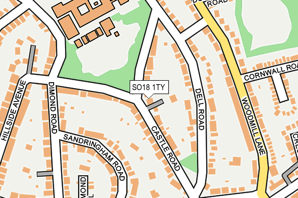 SO18 1TY map - OS OpenMap – Local (Ordnance Survey)