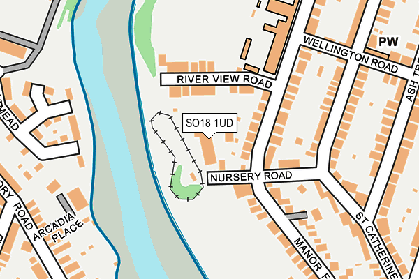 SO18 1UD map - OS OpenMap – Local (Ordnance Survey)