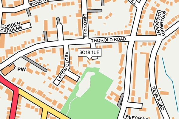 SO18 1UE map - OS OpenMap – Local (Ordnance Survey)