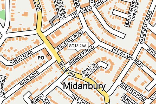 SO18 2AA map - OS OpenMap – Local (Ordnance Survey)