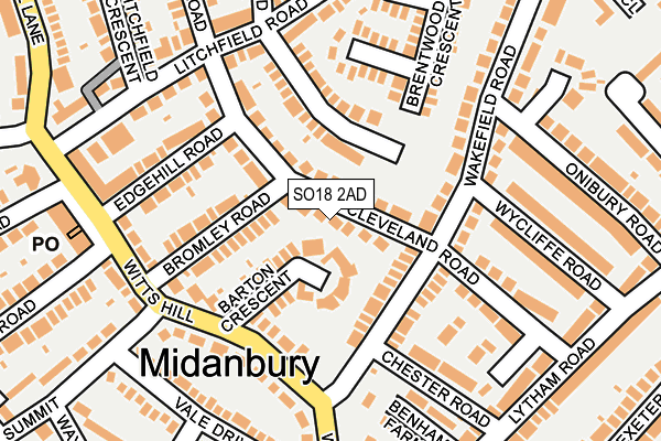 SO18 2AD map - OS OpenMap – Local (Ordnance Survey)