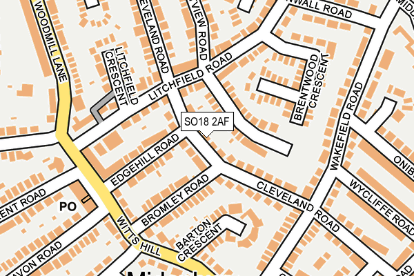 SO18 2AF map - OS OpenMap – Local (Ordnance Survey)