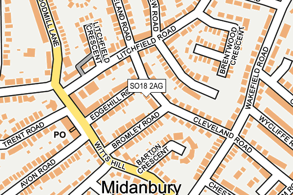 SO18 2AG map - OS OpenMap – Local (Ordnance Survey)